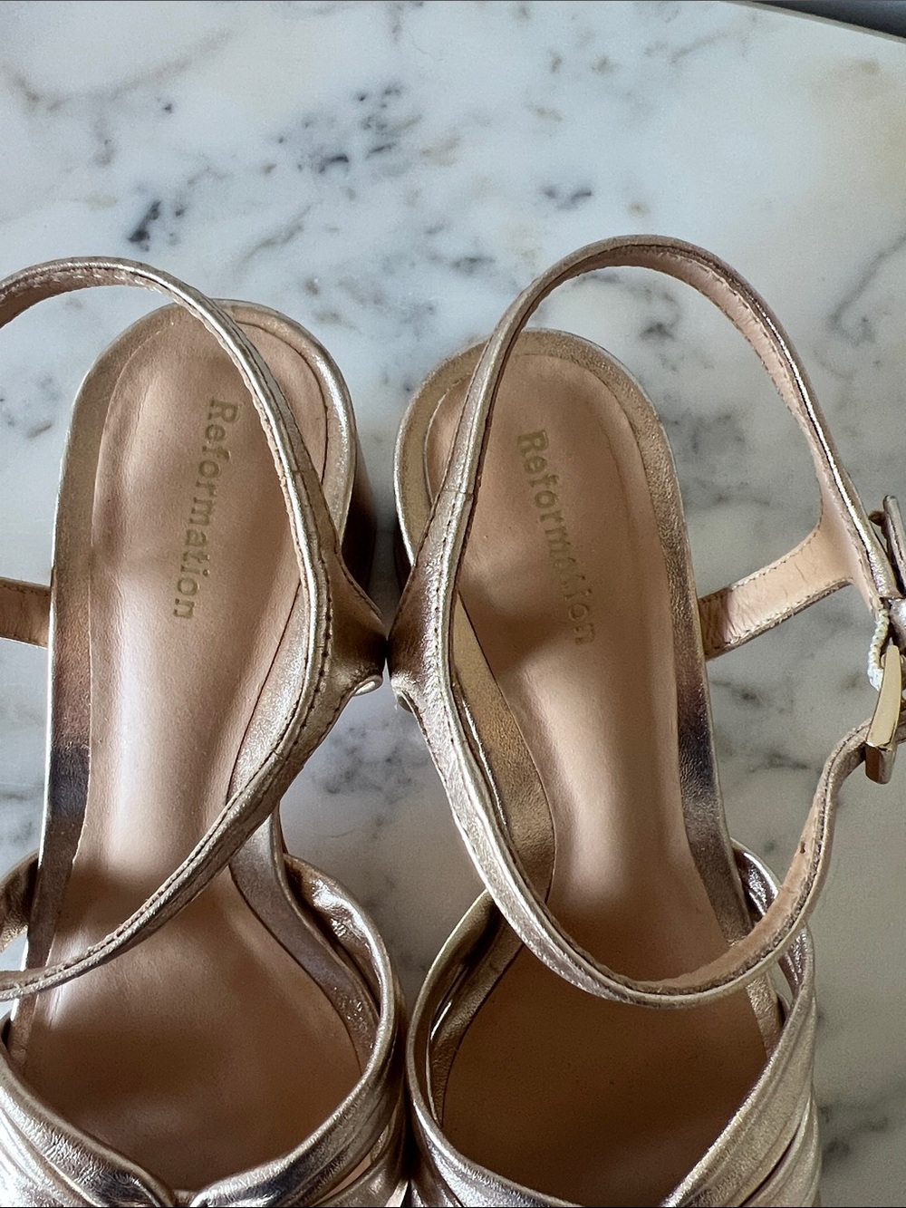 Reformation Gold Knot-Twist Square Toe Sandals - Picture 4 of 7